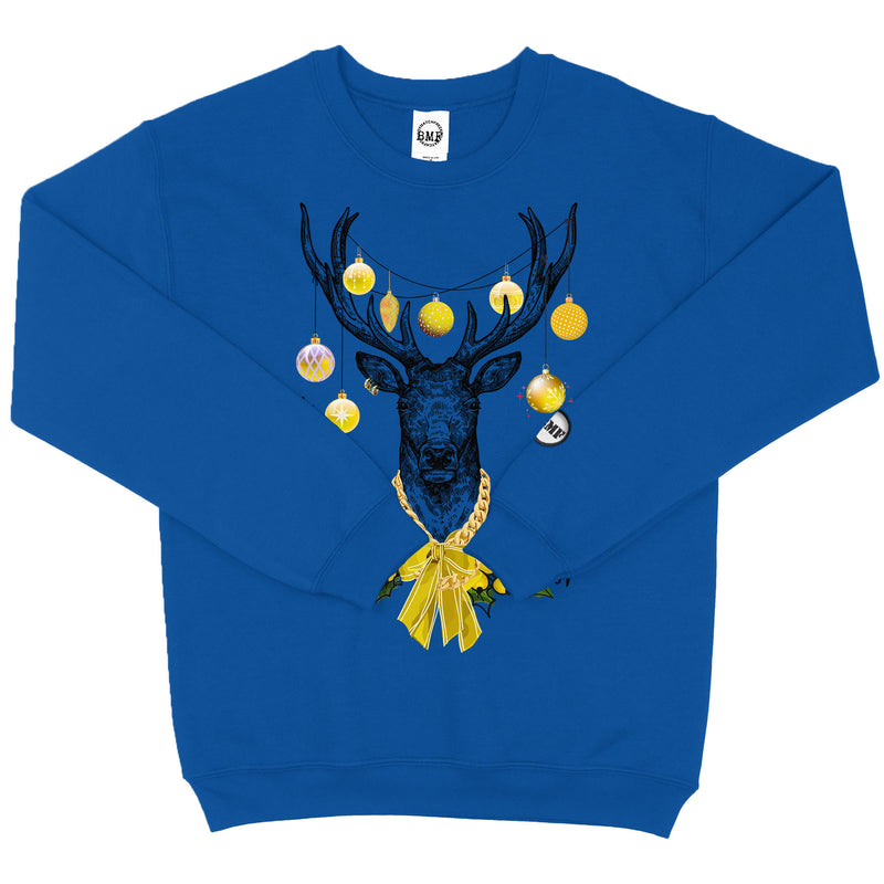 Yellow Christmas BMF Deer Youth Unisex Crew Neck