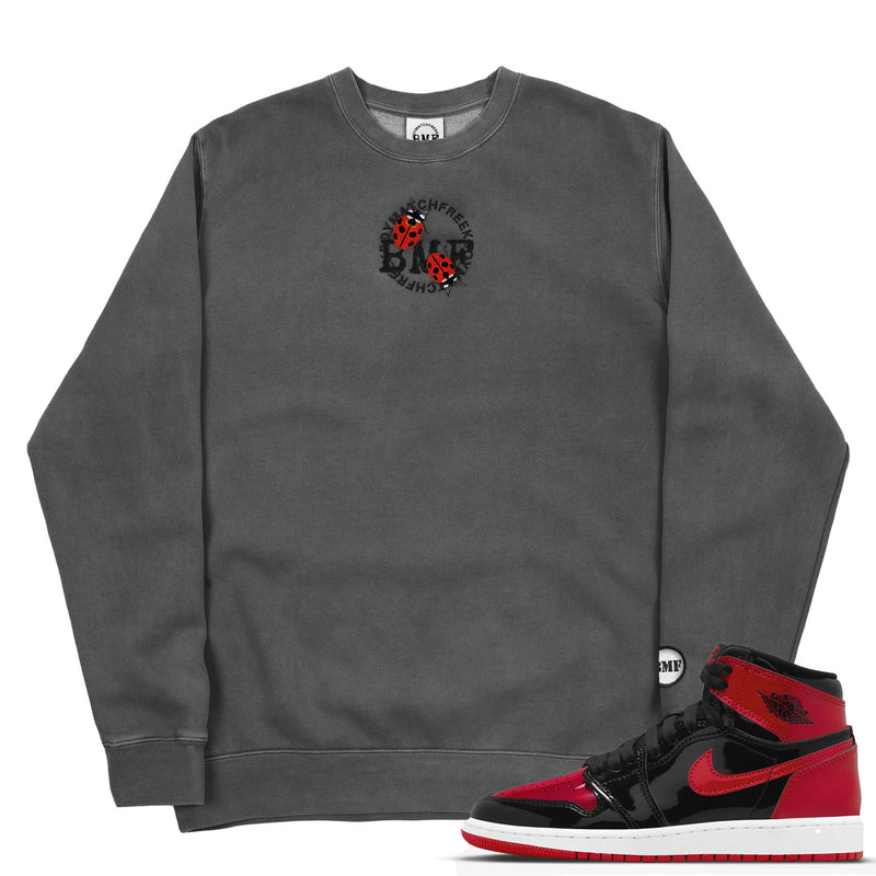 Lady Bug Embroidered BMF Pigment Dyed Crew Neck