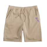 Purple Embroidered BMF Pigment Dyed Shorts
