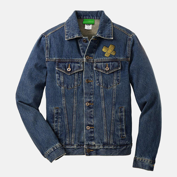 Metallic Gold embroidered BMF Bunny Face denim jacket
