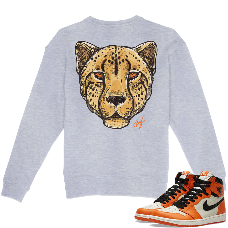 Starfish Orange Embroidered BMF Leopard Head Premium 450 gm. Crew Neck