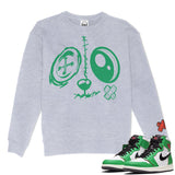 Jordan 1 Lucky Green Red BMF Bunny Face Premium 450 gm. Crew Neck