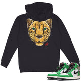 Jordan 1 Lucky Green Red Embroidered BMF Leopard Head Heavyweight Hoodie