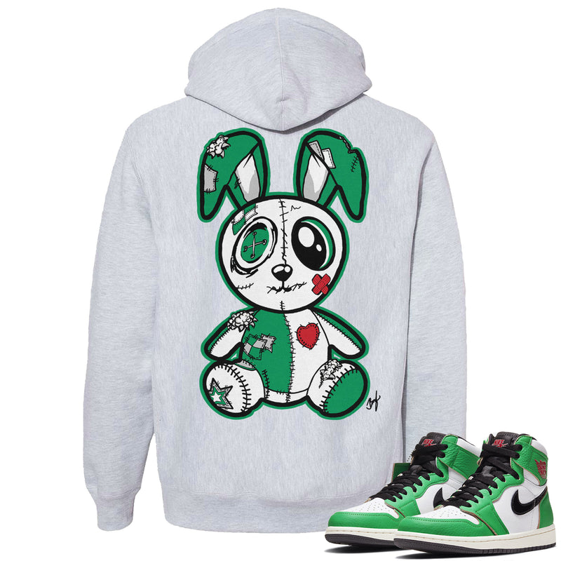 Jordan 1 Lucky Green Red Embroidered BMF Bunny Premium 450 gm. Hoodie