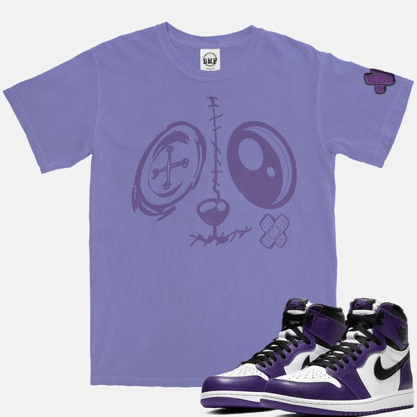 Jordan 1 Purple Court BMF Bunny Face Pigment Dyed Vintage Wash Heavyweight T-Shirt