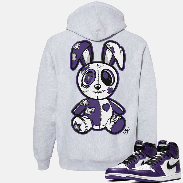 Jordan 1 Purple Court Embroidered BMF Bunny Premium 450 gm. Hoodie
