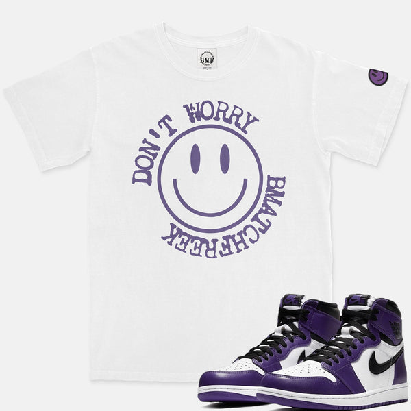 Jordan 1 Purple Court BMF Smiley Vintage Wash Heavyweight T-Shirt