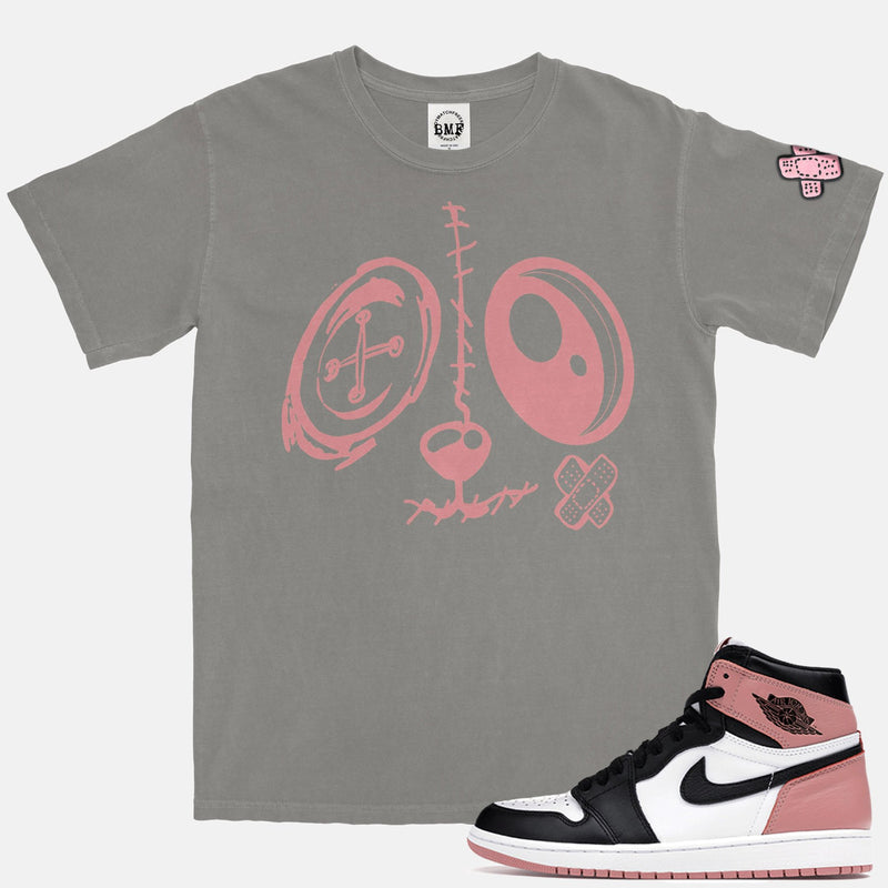Jordan 1 Rust Pink BMF Bunny Face Pigment Dyed Vintage Wash Heavyweight T-Shirt