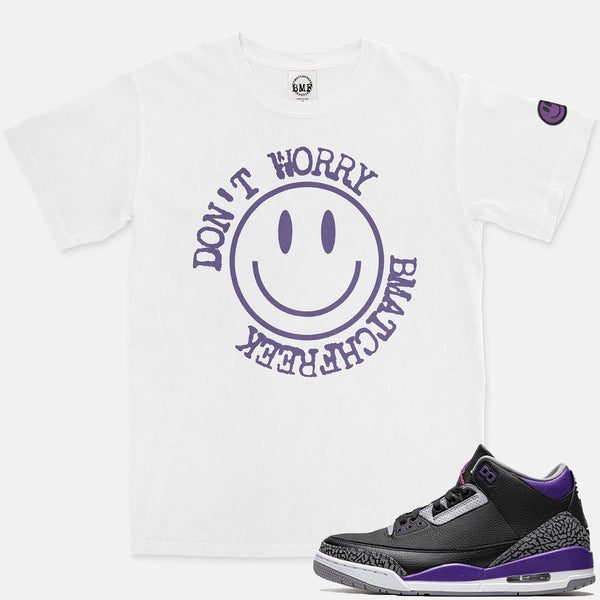 Jordan 3 Purple Court BMF Smiley Vintage Wash Heavyweight T-Shirt
