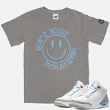 Jordan 3 UNC BMF Smiley Pigment Dyed Vintage Wash Heavyweight T-Shirt