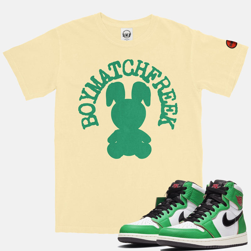 Jordan 1 Lucky Green Red BMF Bunny Arc Pigment Dyed Vintage Wash Heavyweight T-Shirt