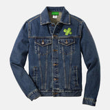 Lime embroidered BMF Bunny Face denim jacket