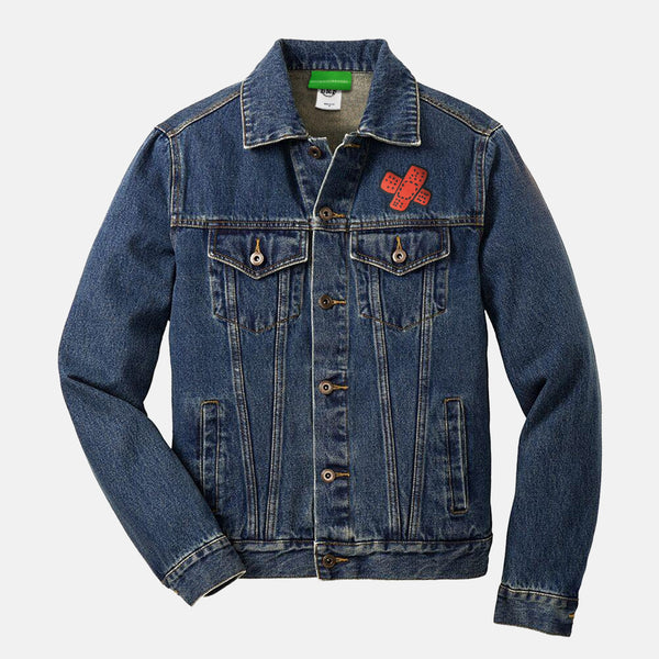 Red Embroidered BMF Bunny Face Denim Jacket