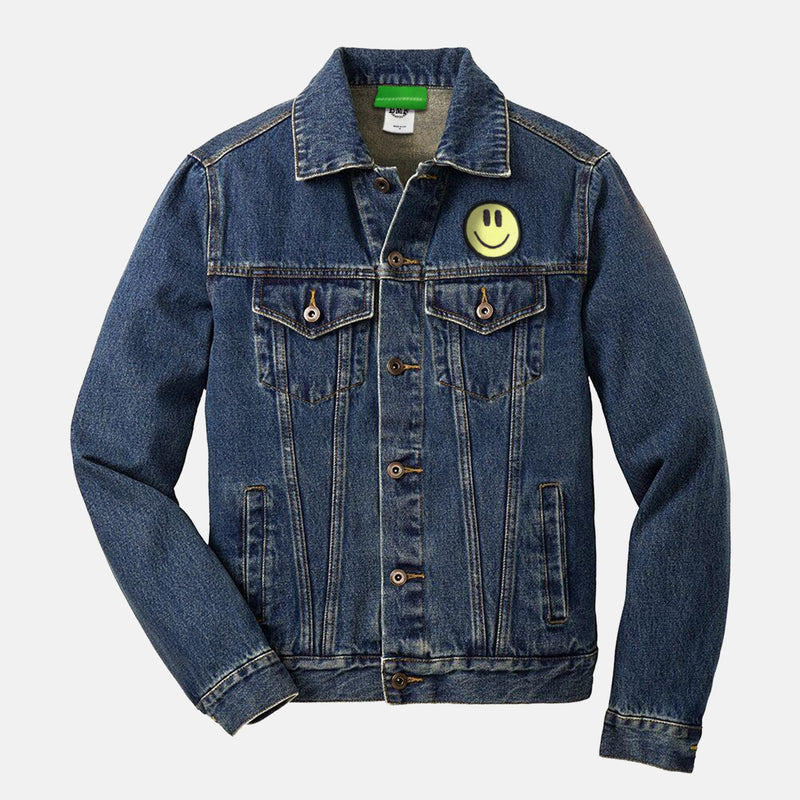 Light Yellow Embroidered BMF Smiley Denim Jacket
