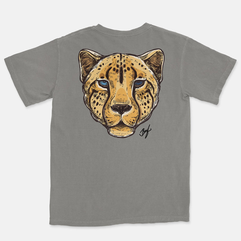 Jordan 1 Obsidian Embroidered BMF Leopard Head Pigment Dyed Vintage Wash Heavyweight T-Shirt