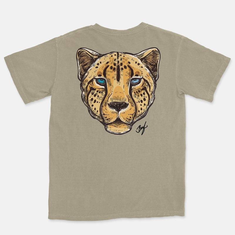 Jordan 1 University Blue Embroidered BMF Leopard Head Pigment Dyed Vintage Wash Heavyweight T-Shirt