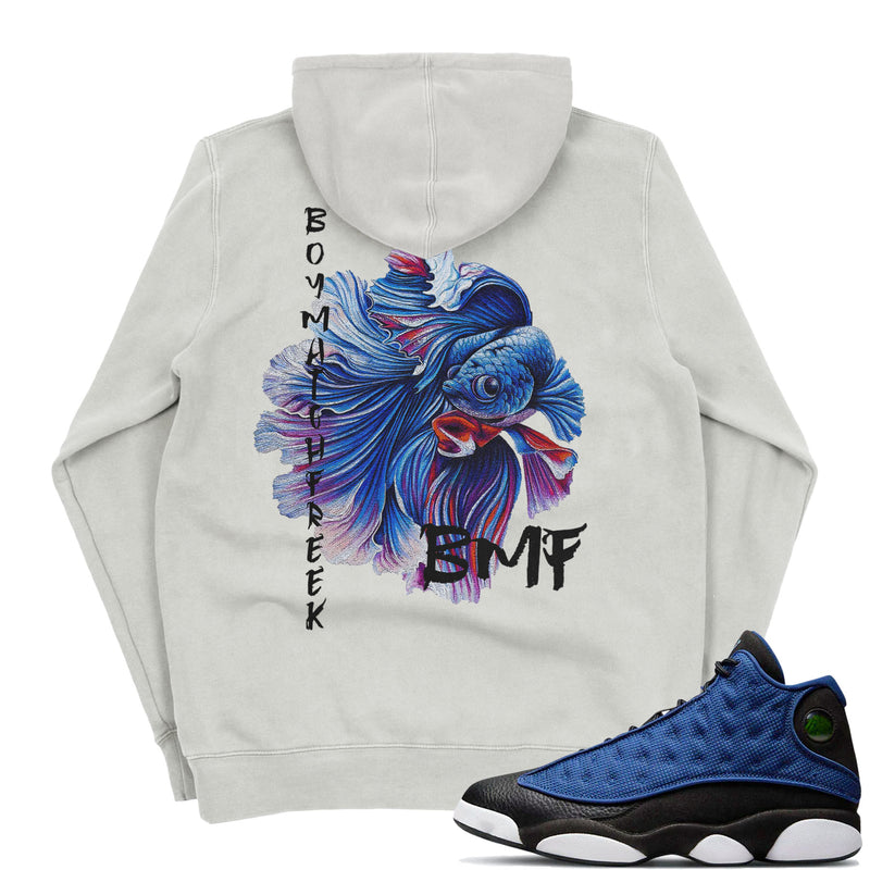 J13 Brave Blue BMF Siamese Fish Pigment Hoodie