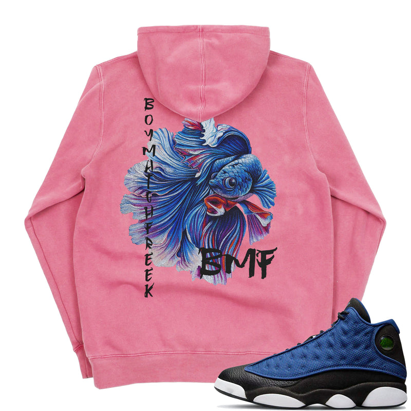 J13 Brave Blue BMF Siamese Fish Pigment Hoodie