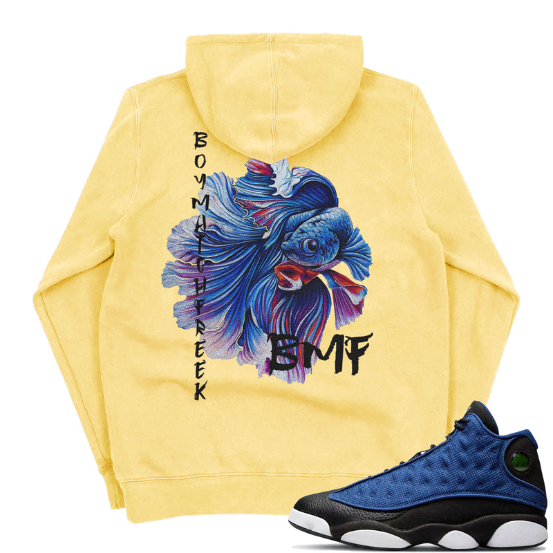 J13 Brave Blue BMF Siamese Fish Pigment Hoodie