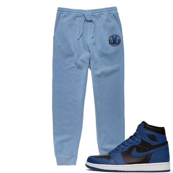 Blue Embroidered BMF Bunny Pigment Dyed Joggers