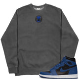 Jordan 1 Dark Marina Blue Embroidered BMF Bunny Pigment Dyed Crew Neck