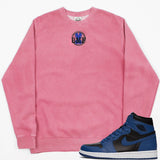 Jordan 1 Dark Marina Blue Embroidered BMF Bunny Pigment Dyed Crew Neck