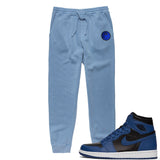 Blue Embroidered BMF Smiley Pigment Dyed Joggers