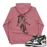 Jordan 1 Dark Mocha Valentine Embroidered Pigment Dyed Hoodie