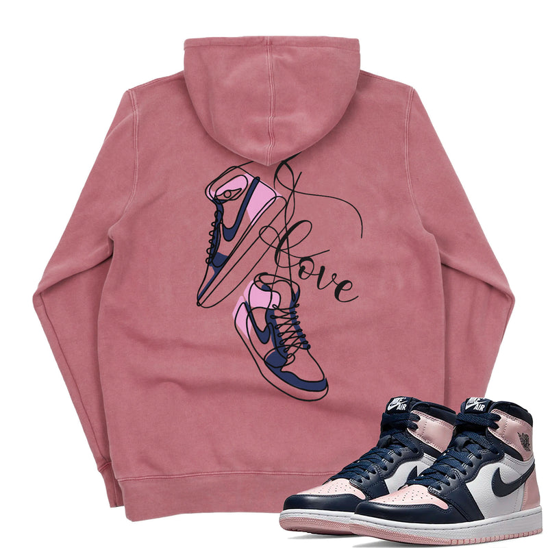 Jordan 1 Atmosphere Bubble Gum Valentine Embroidered Pigment Dyed Hoodie