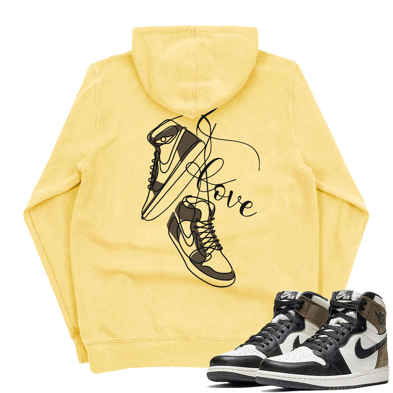 Jordan 1 Dark Mocha Valentine Embroidered Pigment Dyed Hoodie