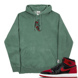 Jordan 1 Bred Valentine Embroidered Pigment Dyed Hoodie