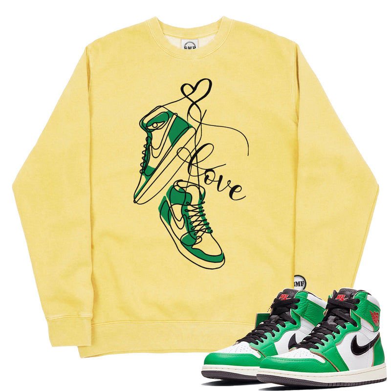 Jordan 1 Lucky Green Valentine Pigment Dyed Crew Neck