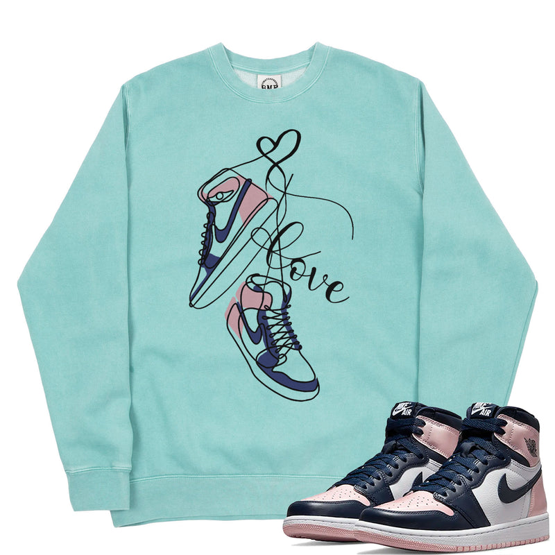 Jordan 1 Atmosphere Bubble Gum Valentine Pigment Dyed Crew Neck