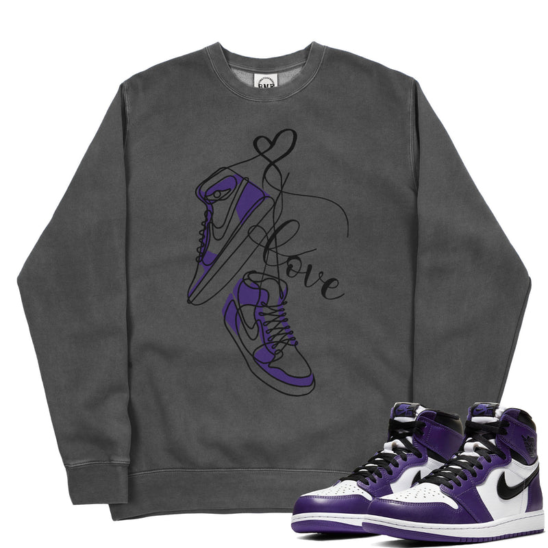 Jordan 1 Purple Court Valentine Pigment Dyed Crew Neck