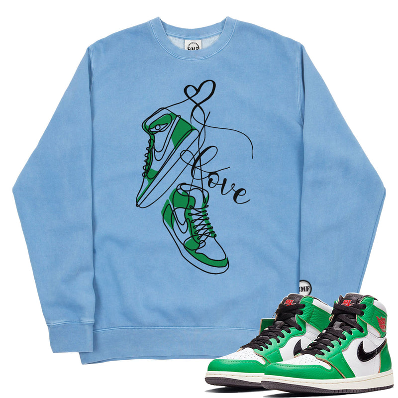 Jordan 1 Lucky Green Valentine Pigment Dyed Crew Neck