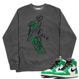 Jordan 1 Lucky Green Valentine Pigment Dyed Crew Neck