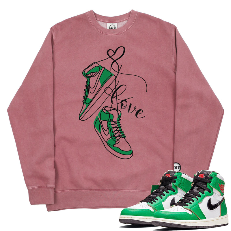 Jordan 1 Lucky Green Valentine Pigment Dyed Crew Neck