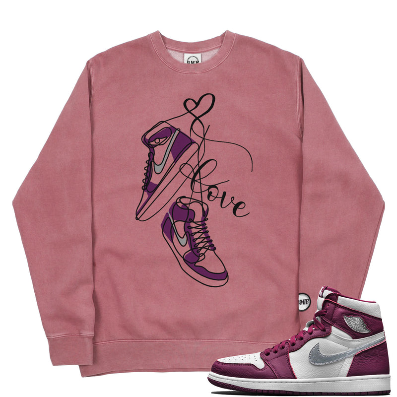 Jordan 1 Bordeaux Valentine Pigment Dyed Crew Neck