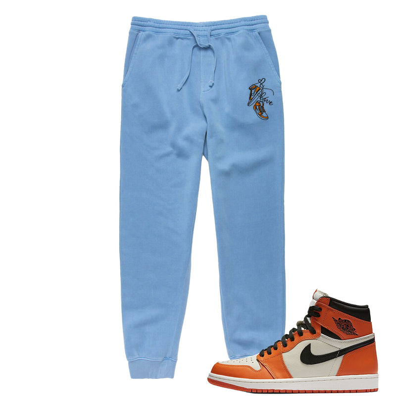 Orange Valentine Embroidered BMF Pigment Dyed Joggers
