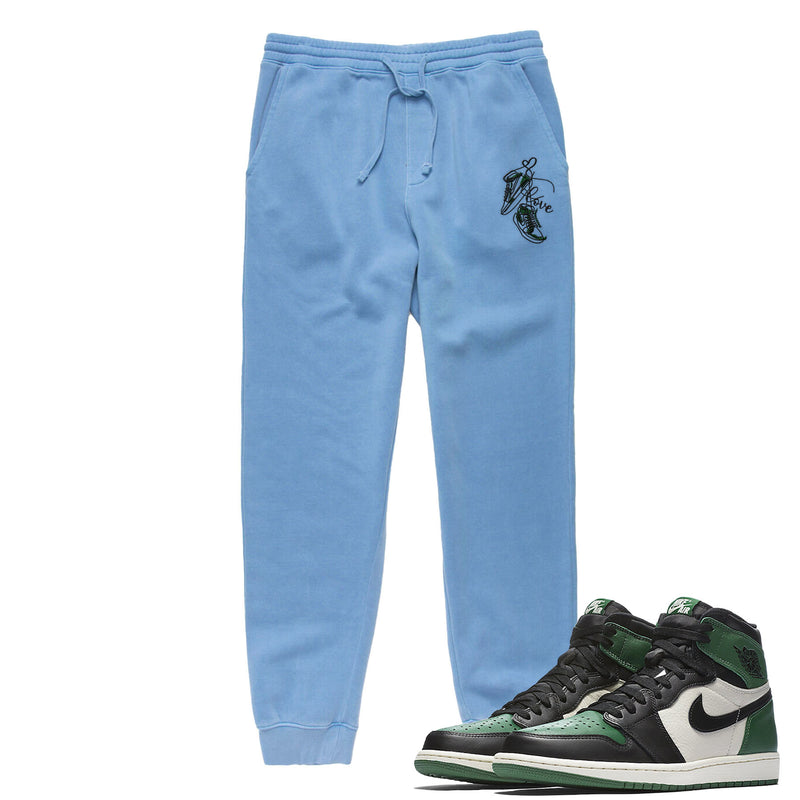 Jordan 1 Pine Green Valentine Embroidered BMF Pigment Dyed Joggers
