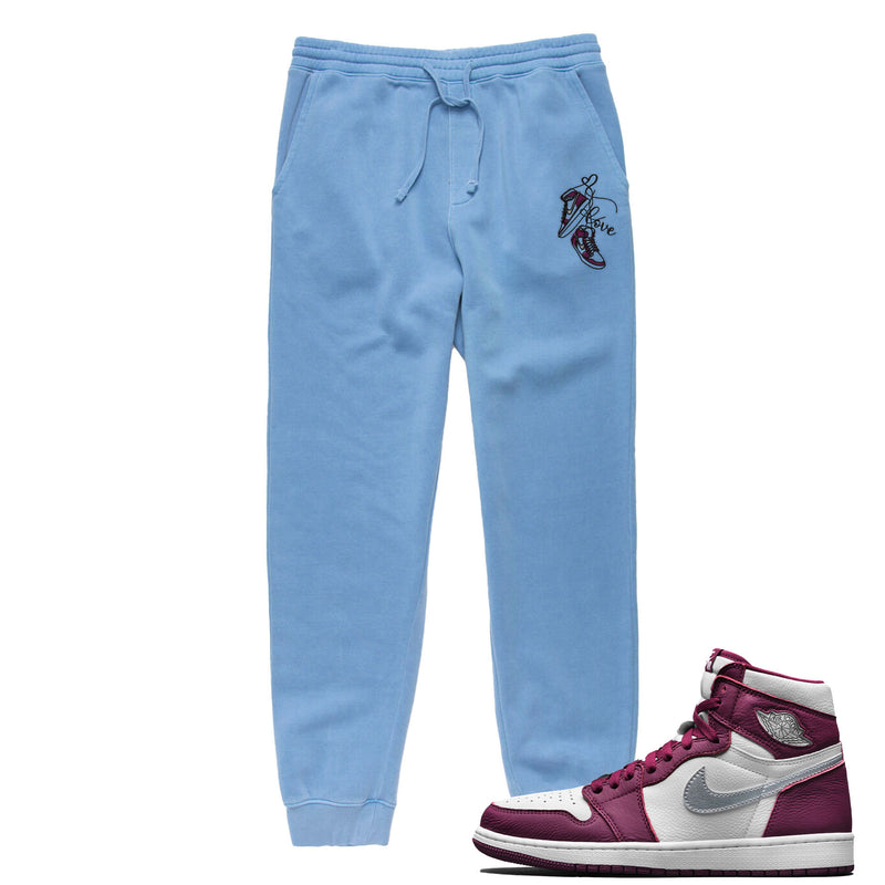 Jordan 1 Bordeaux Valentine Embroidered BMF Pigment Dyed Joggers