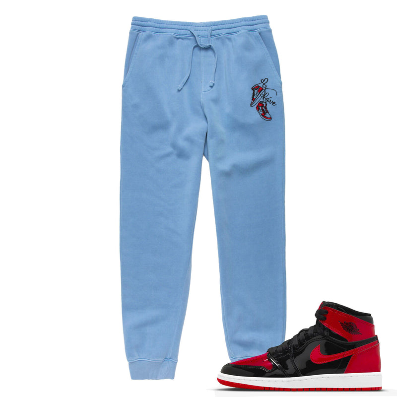 Jordan 1 Bred Valentine Embroidered BMF Pigment Dyed Joggers