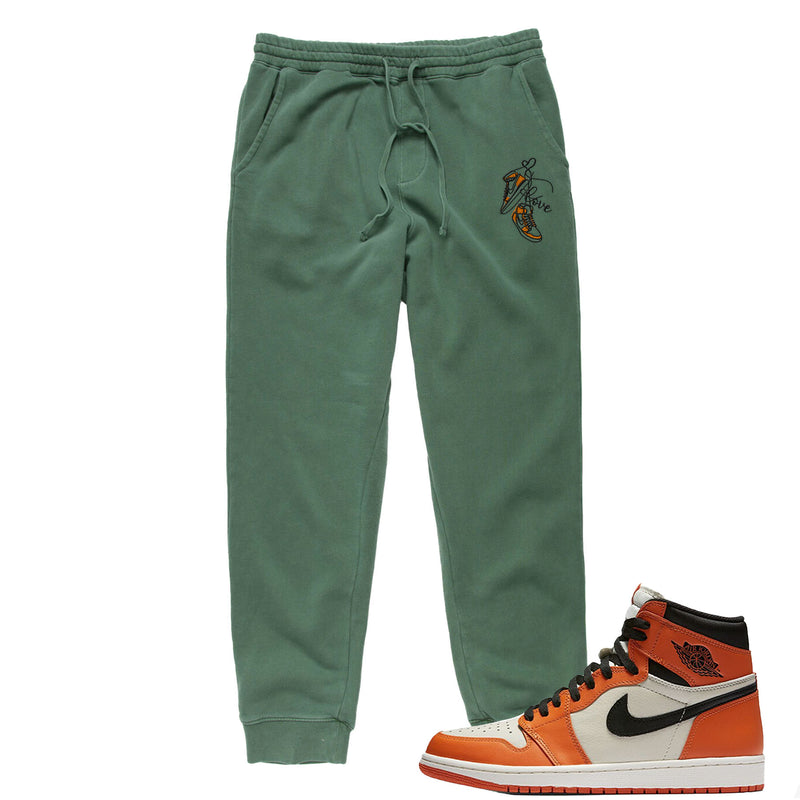 Orange Valentine Embroidered BMF Pigment Dyed Joggers