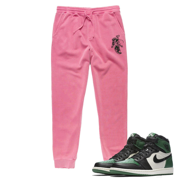 Jordan 1 Pine Green Valentine Embroidered BMF Pigment Dyed Joggers