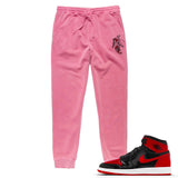 Jordan 1 Bred Valentine Embroidered BMF Pigment Dyed Joggers