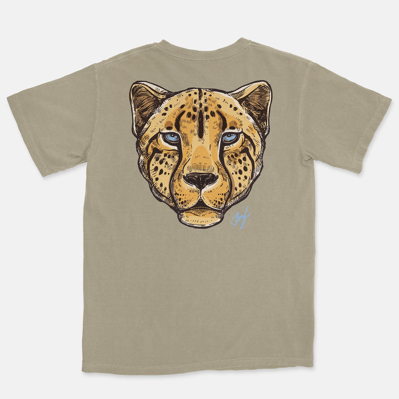 Jordan 3 UNC Embroidered BMF Leopard Head Pigment Dyed Vintage Wash Heavyweight T-Shirt