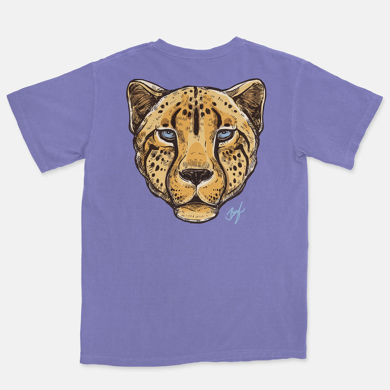 Jordan 3 UNC Embroidered BMF Leopard Head Pigment Dyed Vintage Wash Heavyweight T-Shirt