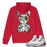 Jordan 3 Cardinal Red Embroidered BMF Bunny Heavyweight Hoodie
