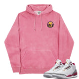 Jordan 3 Cardinal Red Embroidered BMF Bunny Pigment Dyed Hoodie