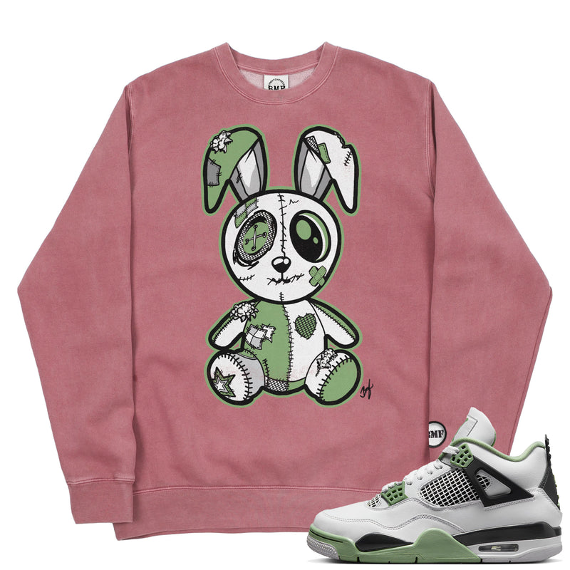 Jordan 4 Seafoam Oil Green BMF Bunny Pigment Dyed Crew Neck